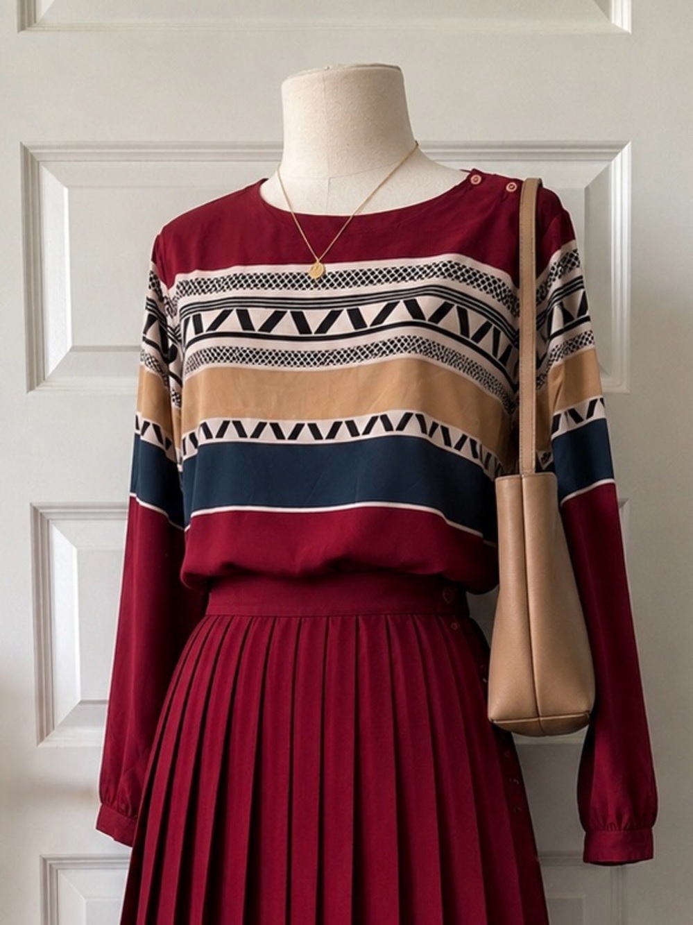 Vintage Liz Claiborne Blouse Women’s 14 Geometric Colorblock Long Sleeve